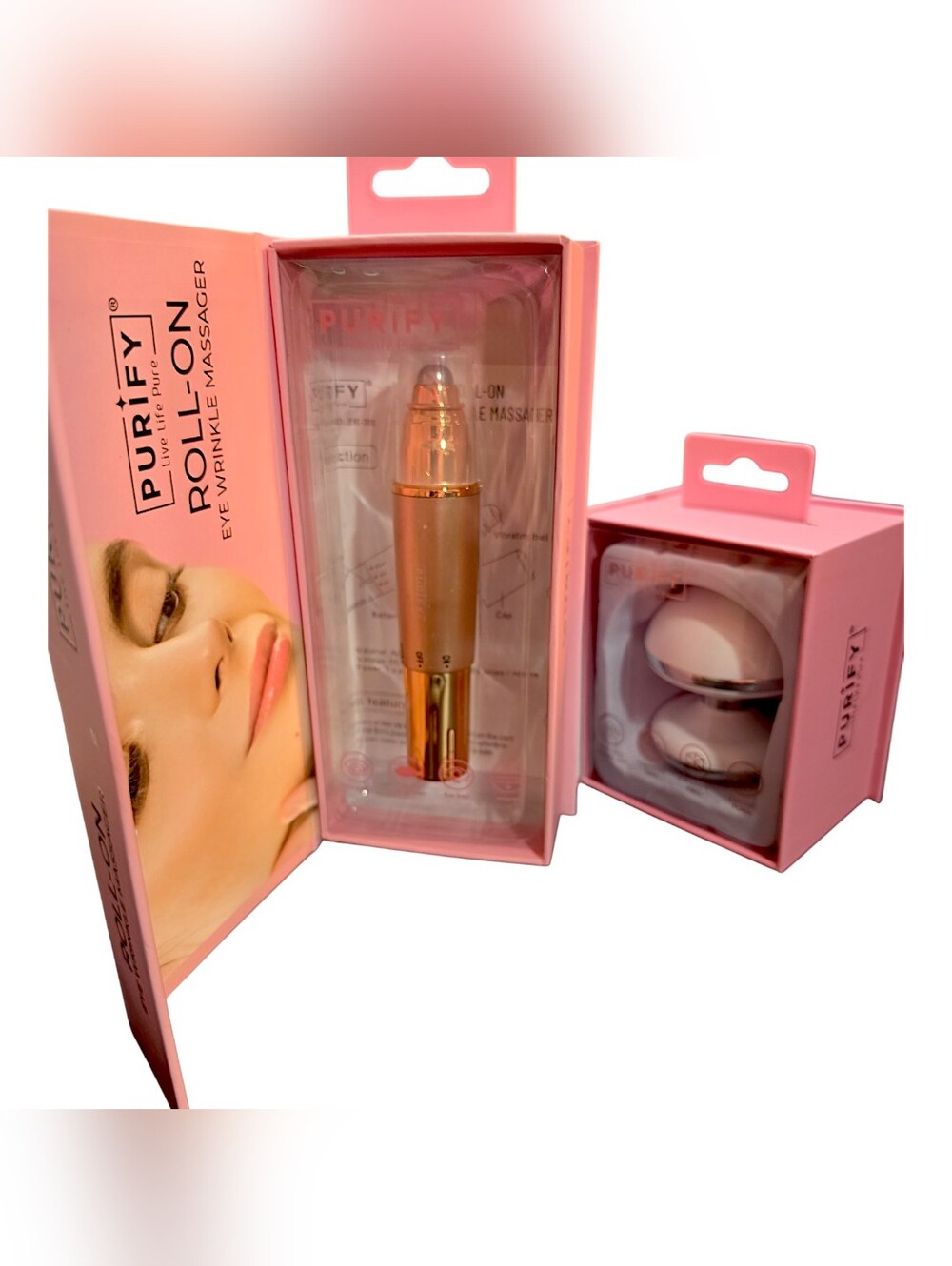 Purify Roll-On Eye Wrinkle Massager and Magnetic Face Massager